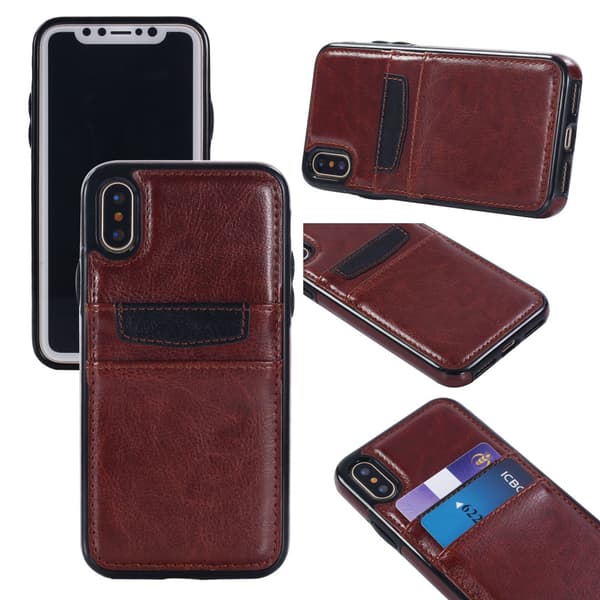 iPhone X/Xs - Leather Case/Wallet + Touch Pen