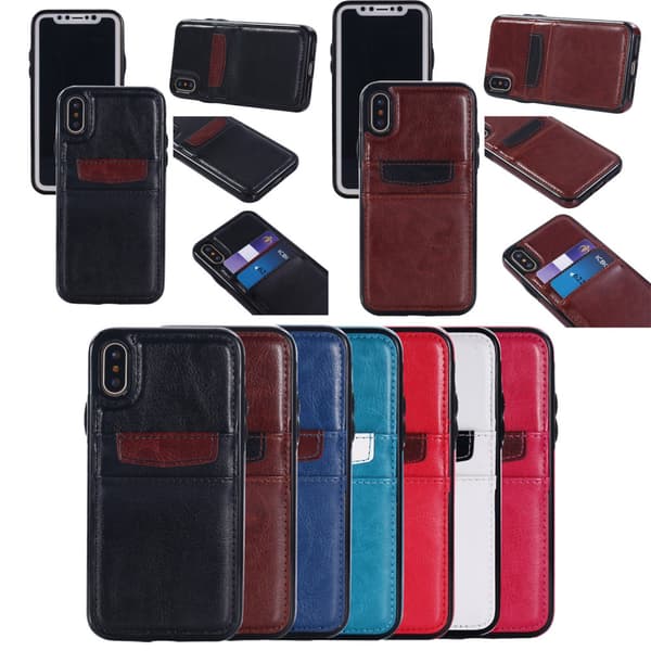 iPhone X/Xs - Leather Case/Wallet + Touch Pen Blue