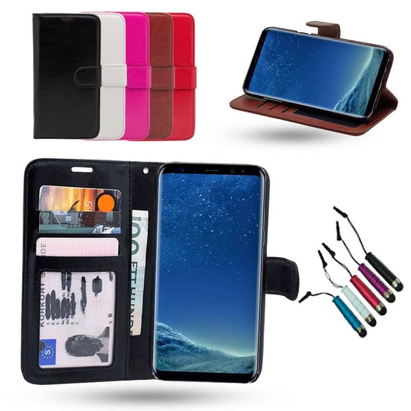 Samsung Galaxy S8 - Leather Case/Wallet + Touch Pen Brown