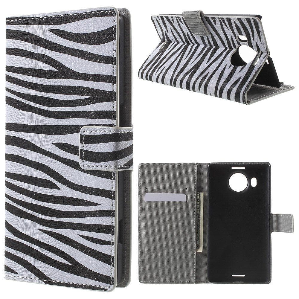 Moberg Microsoft Lumia 950 XL Läder Fodral - Zebra Ränder