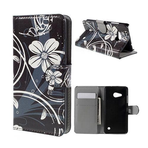 Moberg Microsoft Lumia 550 Nahkakotelo - Valkoisia Kukkia
