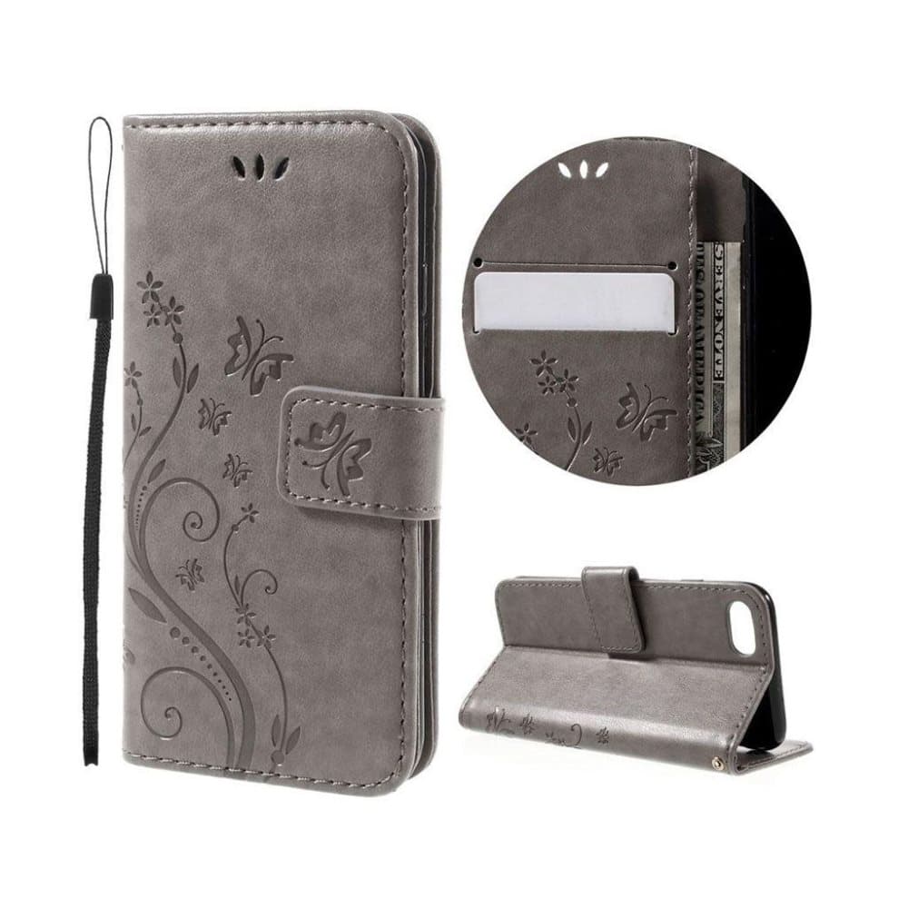Jensen Hybrid Flip-Etui med strop til iPhone 7 / 8 - Grå