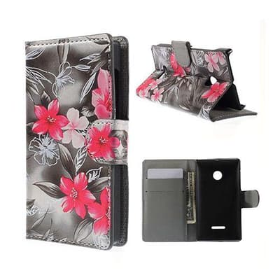 Moberg Microsoft Lumia 435 Læder Etui med Kortholder - Rød B