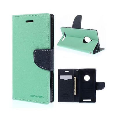 Mercury Nokia Lumia 830 Læder Etui Med Kort Holder - Cyan /