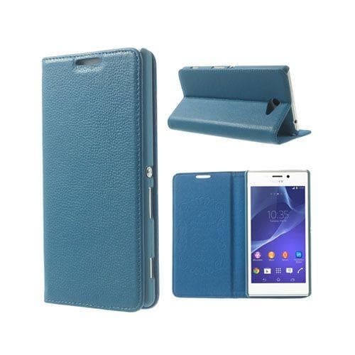 Lindgren (Blå) Sony Xperia M2 Ægte Læder Flip Etui