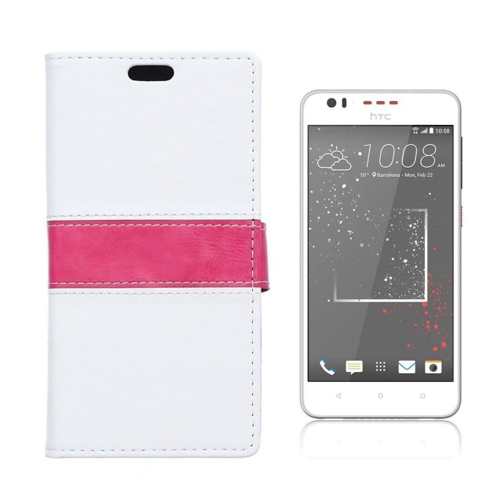 Arnoldi HTC Desire 530 Nahkakotelo Lompakko Läpällä - Valkoi