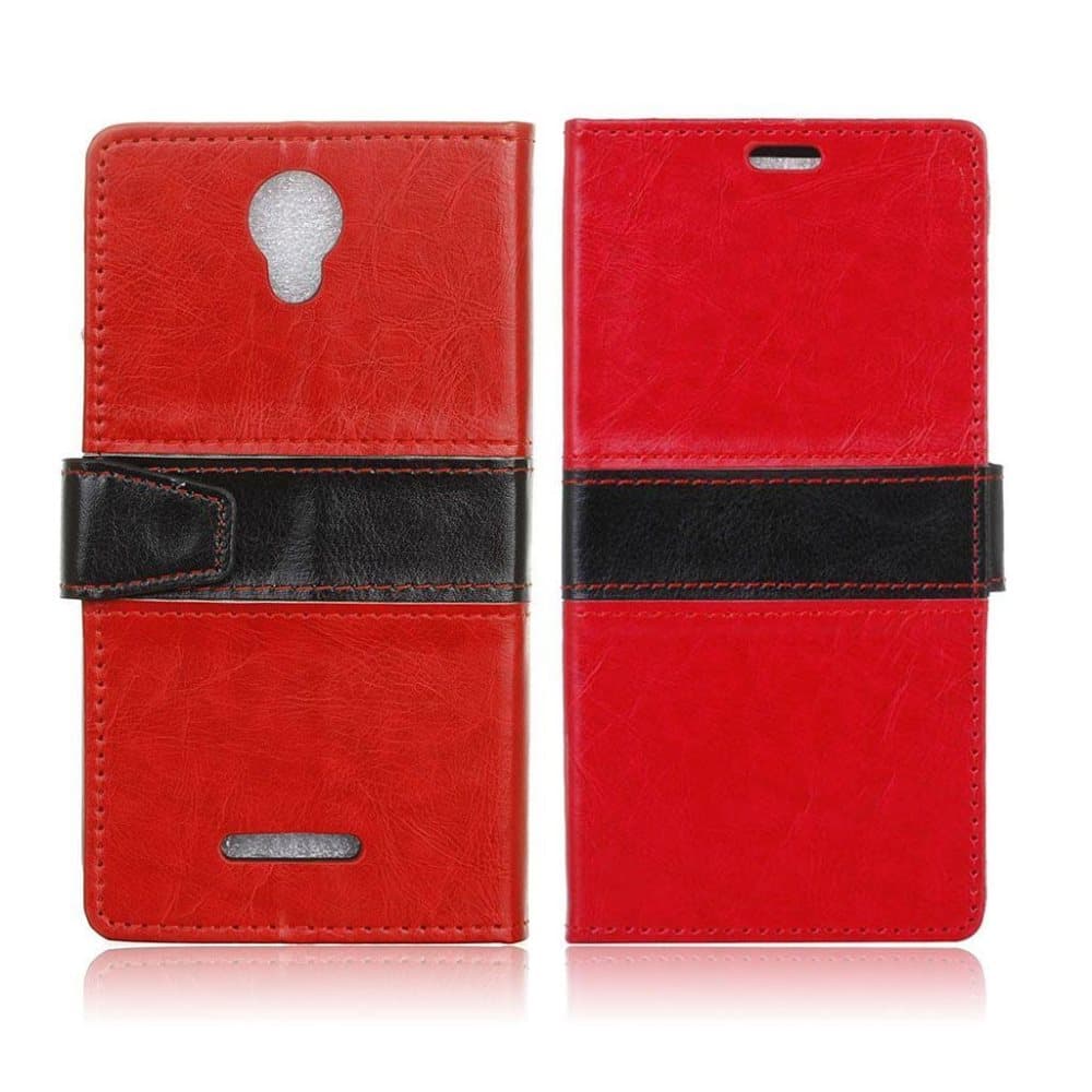 Alcatel Pixi 4 (5) 3G læder-etui med holder - Rød
