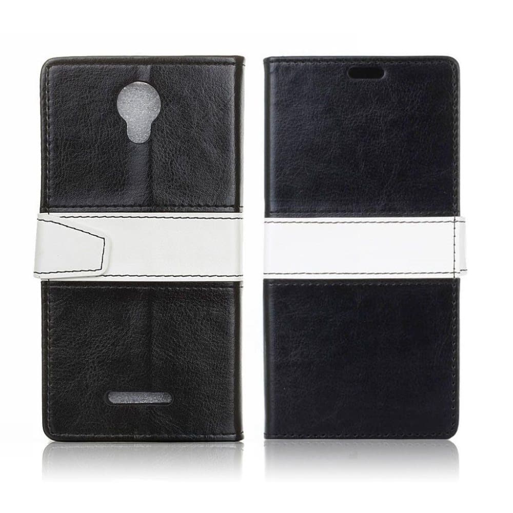 Alcatel Pixi 4 (5) 3G læder-etui med holder - Sort