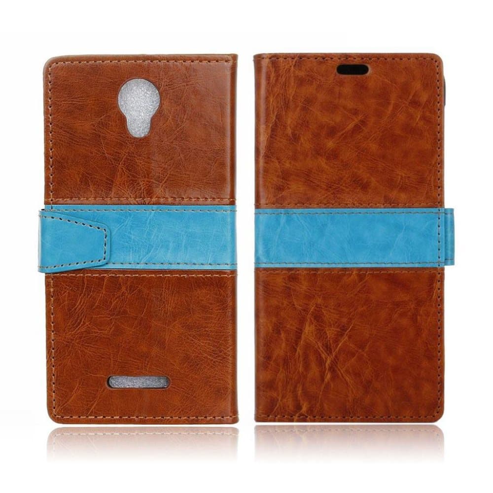 Alcatel Pixi 4 (5) 3G læder-etui med holder - Brun