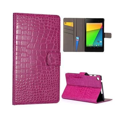 Croco (Kuuma Pinkki) Google Nexus 7 II Nahkakotelo