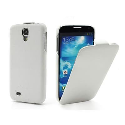 Prioritet (Hvid) Samsung Galaxy S4 Ægte Læder Flip Cover