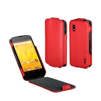 SoftCase (Punainen) LG Google Nexus 4 Nahkakotelo