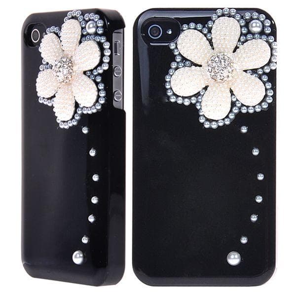 Sneblomst & Diamanter (Sort) iPhone 4/4S Cover