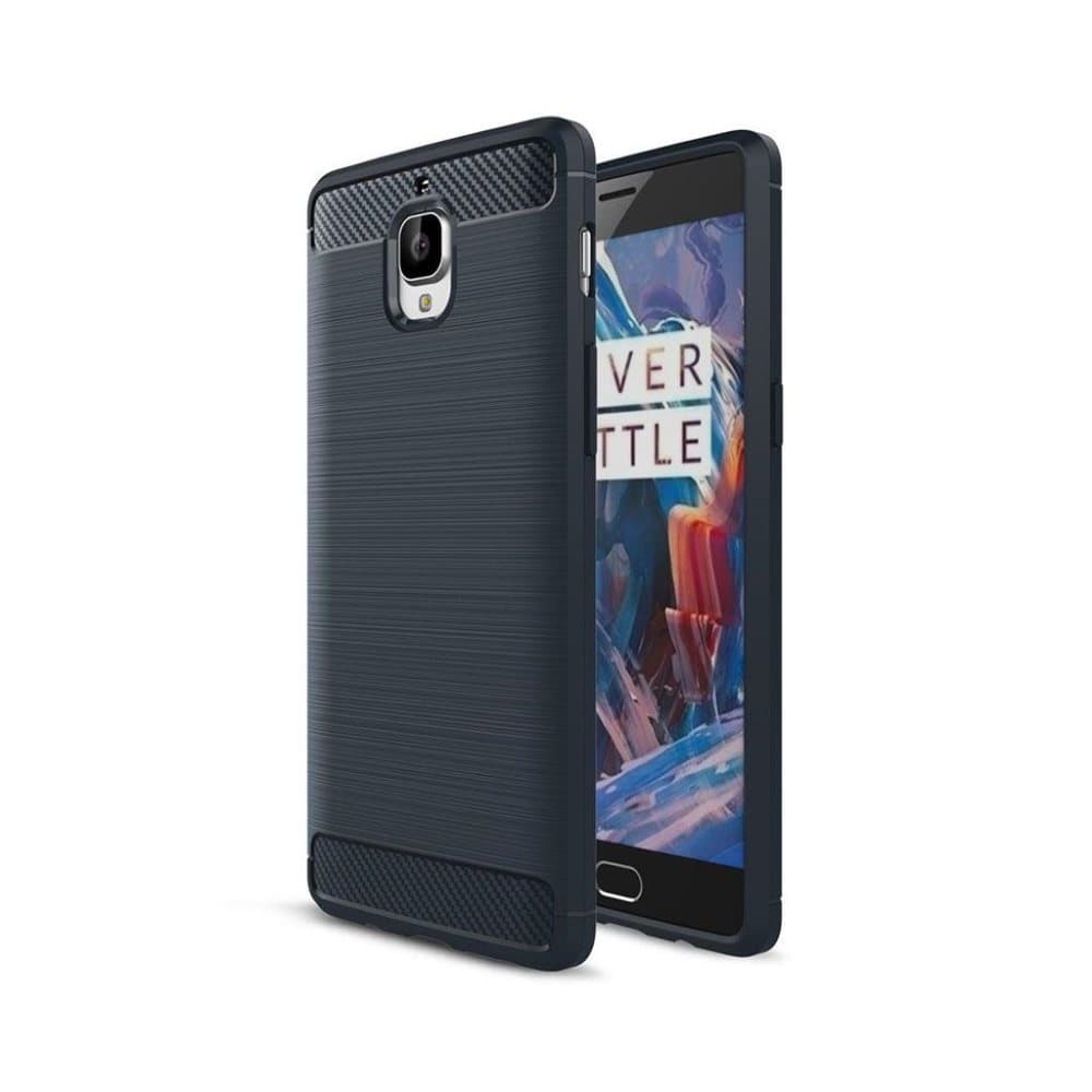OnePlus 3 Harjattu Hiilikuitu Joustava Muovikuori - Tummansi