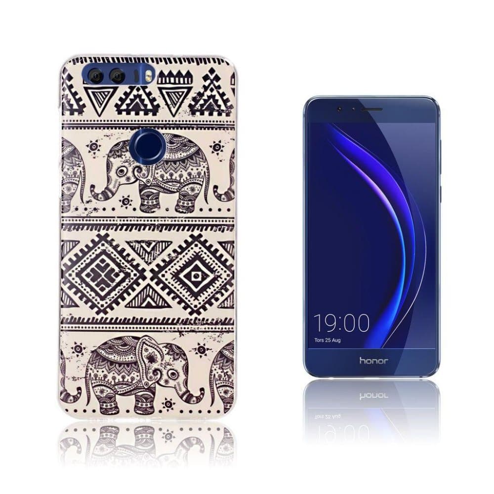 Huawei Honor 8 smart silikonecover - Tribal og elefanter