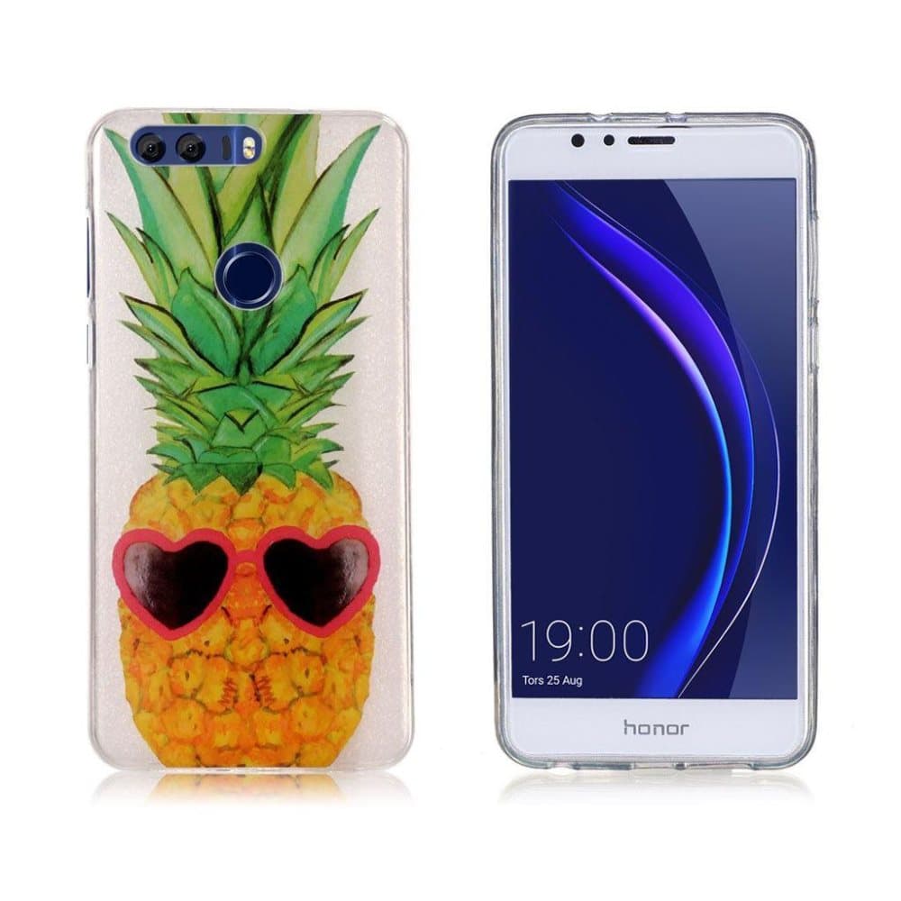 Huawei Honor 8 holdbart silikonecover - Ananas med briller