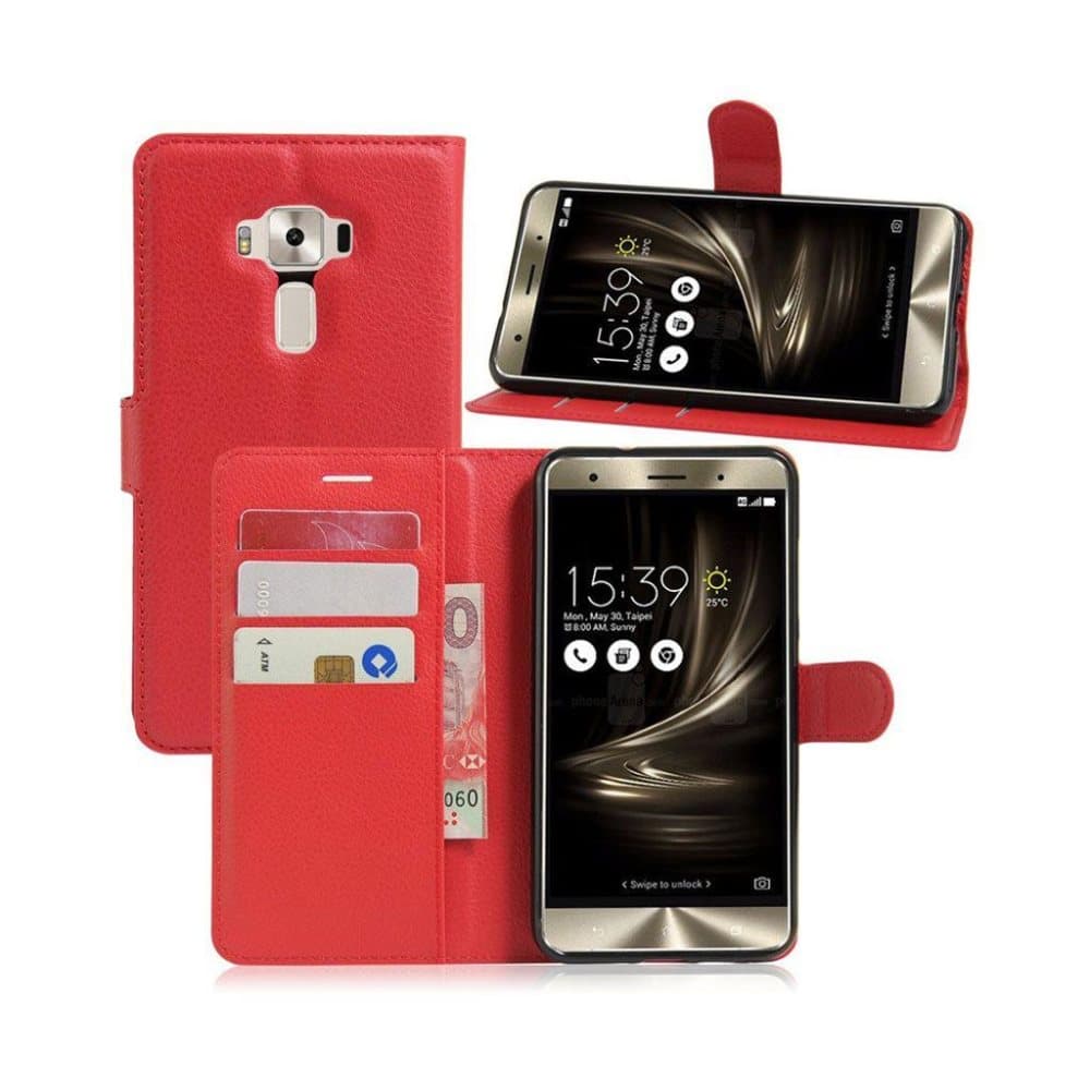 Asus Zenfone 3 Deluxe (ZS570KL) beskyttende læder-etui - Rød