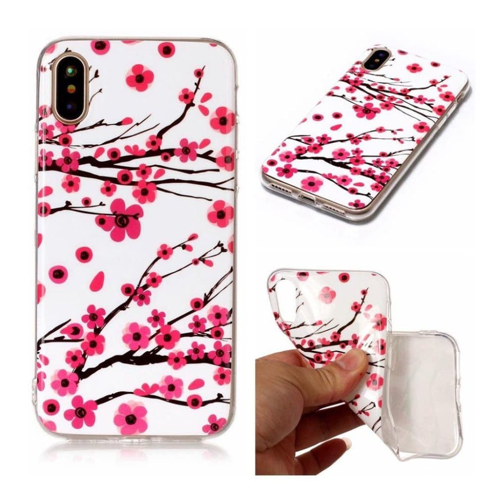 iPhone X Slimmat skal med modernt motiv - Rosa blommor