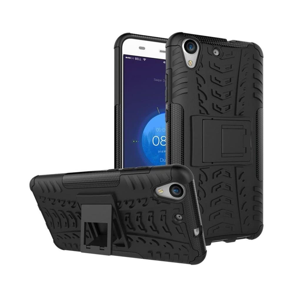 Huawei Y6 II siliconecover med kickstand - Sort