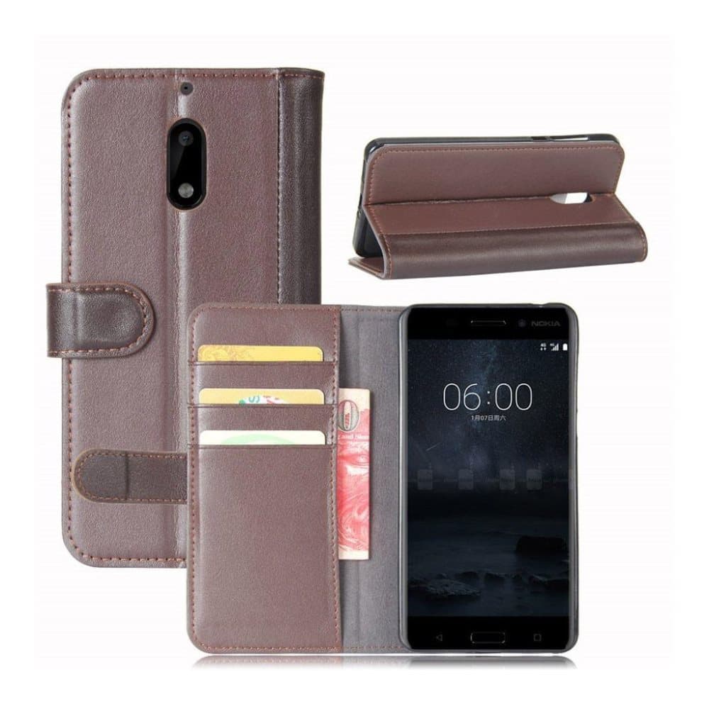 Nokia 6 laadukas nahkakotelo - Kahvi