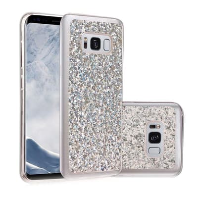 Samsung Galaxy S8 Cover med glimmer motiv - Sølv farvet
