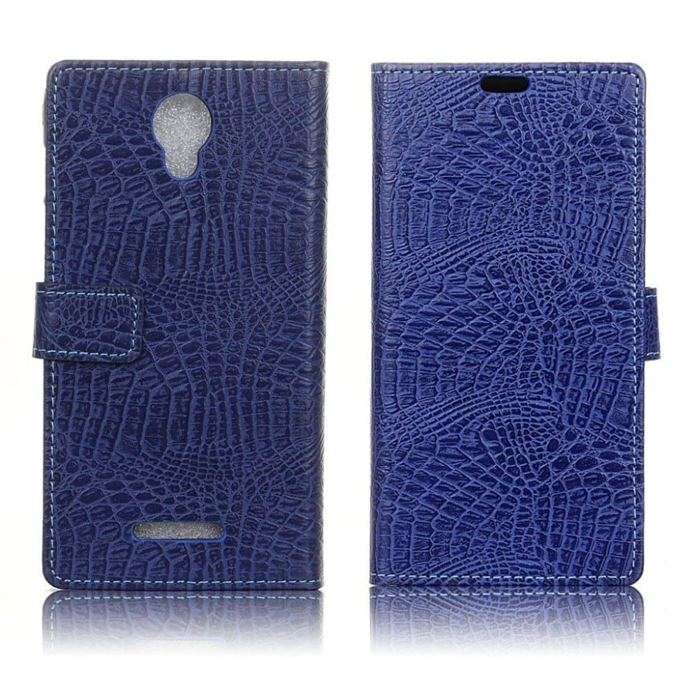 Alcatel Pixi 4 (5) 3G Etui med krokodile tekstur - Blå