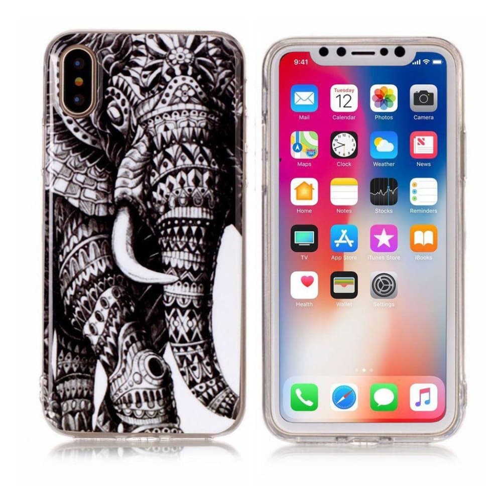 iPhone X Flexibelt skal med unikt motiv - Elefant