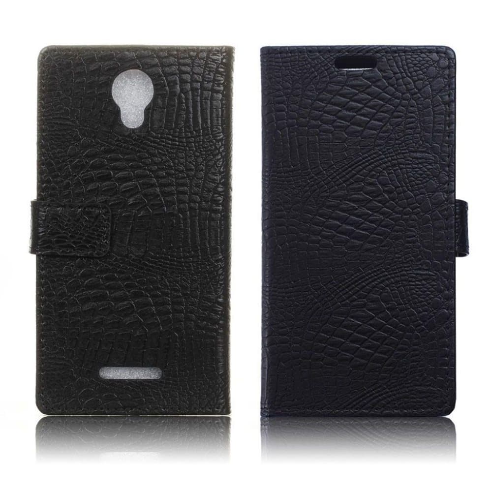 Alcatel Pixi 4 (5) 3G Etui med krokodile tekstur - Sort