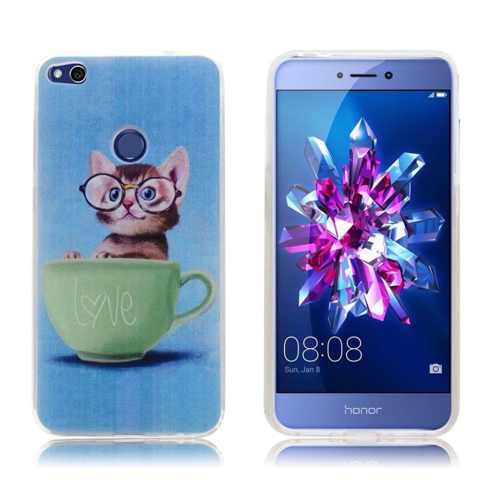 Honor 8 Lite beskyttende silikonecover - Sød kat