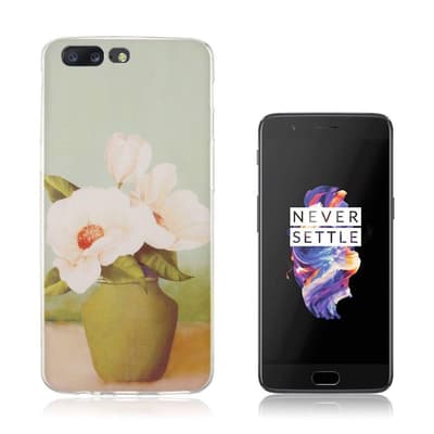 OnePlus 5 Ultra tyndt cover - Hvide blomster