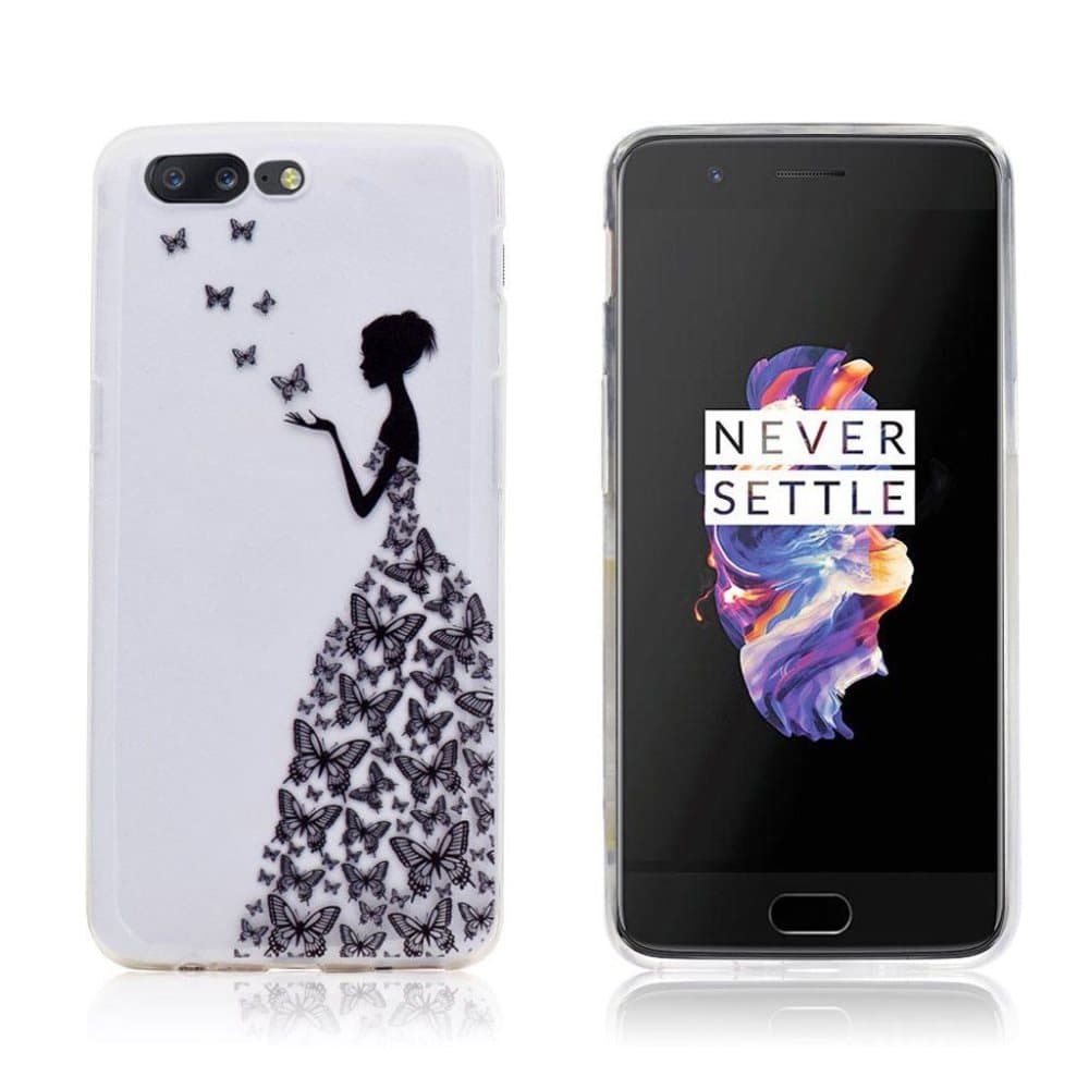 OnePlus 5 uniikki suojakuori - Nainen ja perhoset