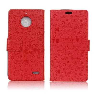 Motorola Moto E4 Fodral med modernt graffiti tryck - Röd