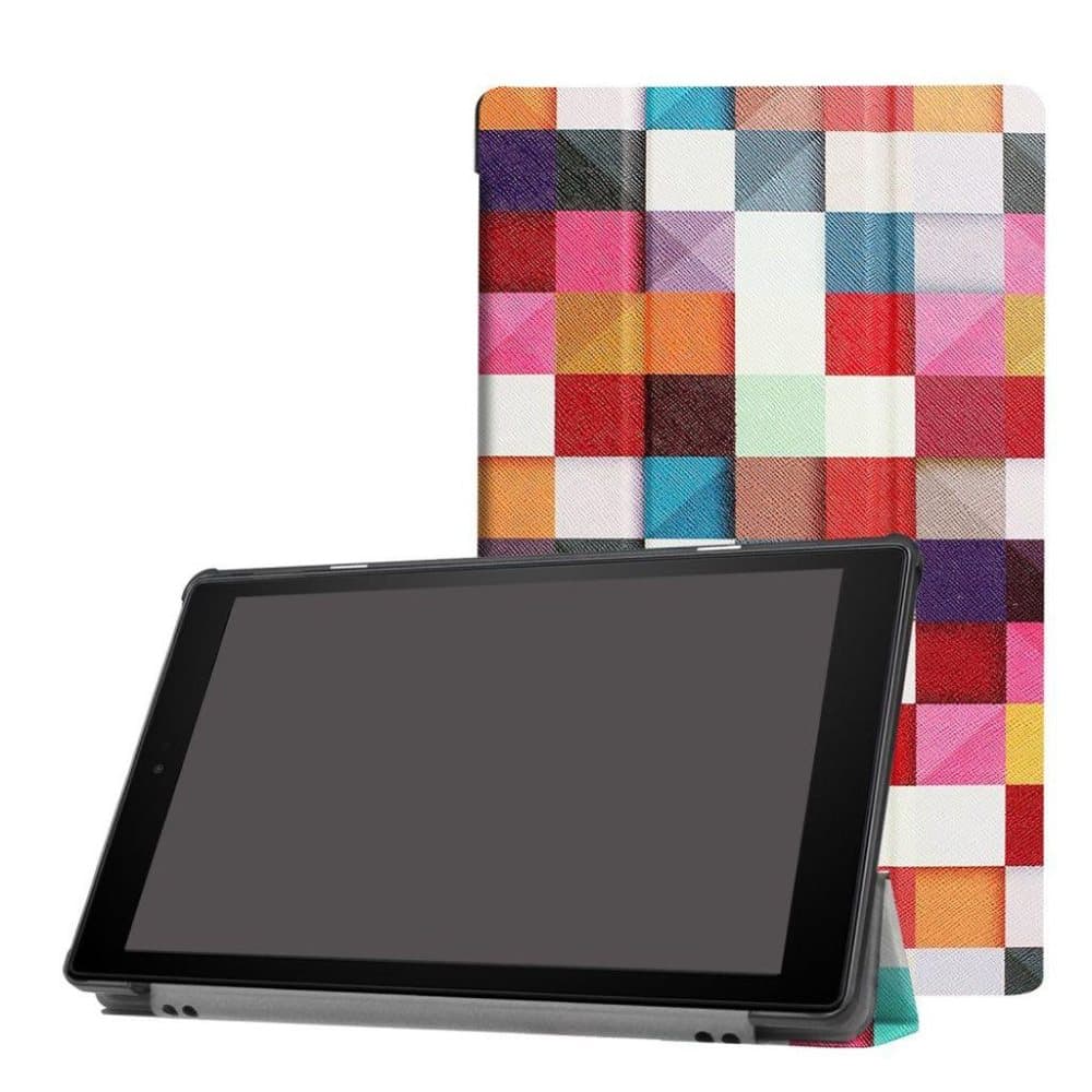 Amazon Fire HD 10 (2017) Etui med motiv - Farvefuld gitter