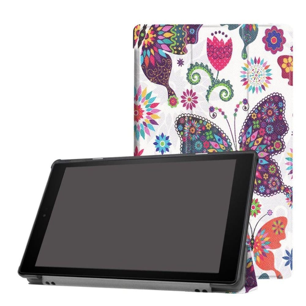 Amazon Fire HD 10 (2017) Etui med motiv - Sommerfugle og blo