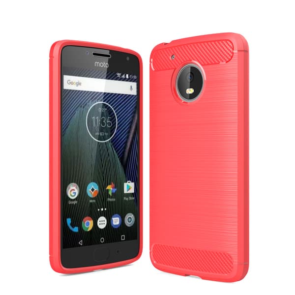 Stöttåligt Armor Carbon TPU-skal Moto G5 Plus Röd
