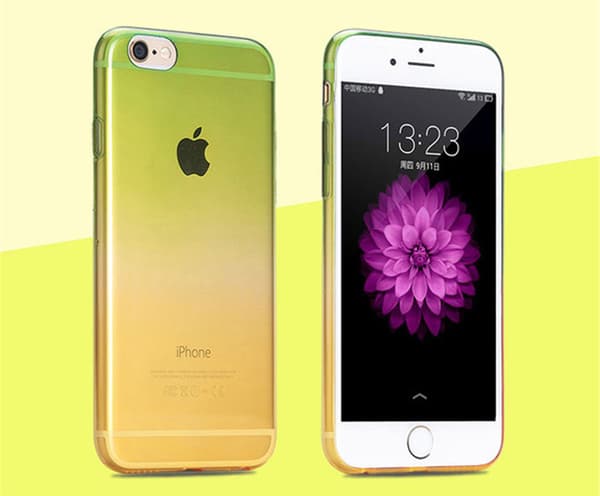 Gradient färgade Silikon TPU-Skal till iPhone 7/8 - Olika färger Grön/Gul