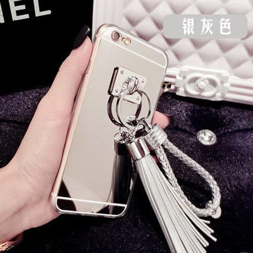 Bling Spegelskal med tofs & band iPhone 6/6S