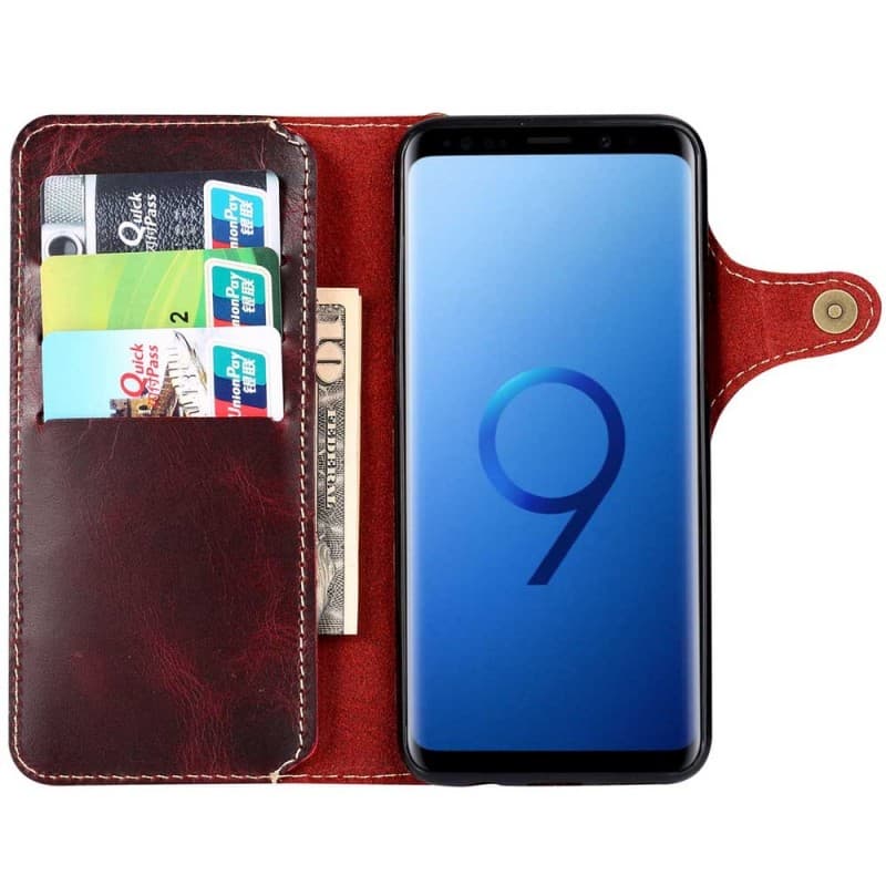 Mobilplånbok 3-kort äkta läder Samsung Galaxy S9 Plus (SM-G965F)