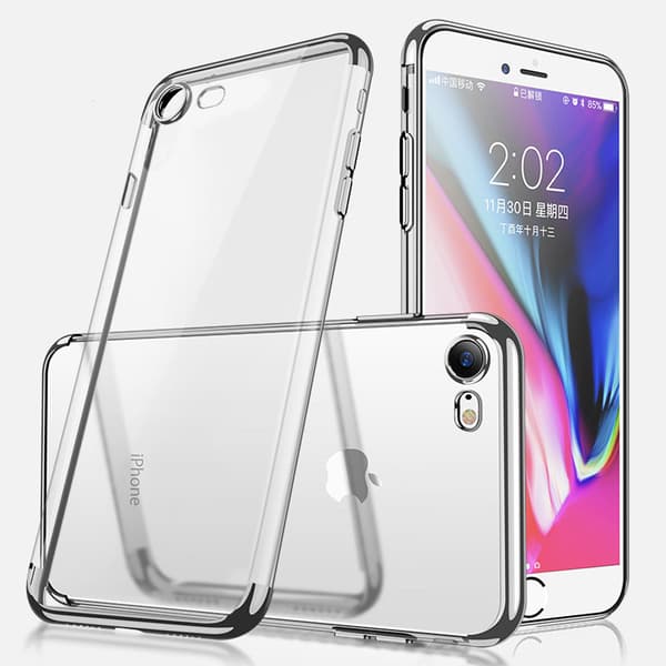 Elektropläterat TPU-skal iPhone 7/8 med 2 skärmskydd.