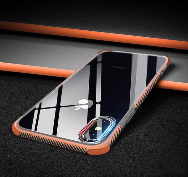 TPU skal för iPhone med färgade kanter iPhone X +2skärmskydd