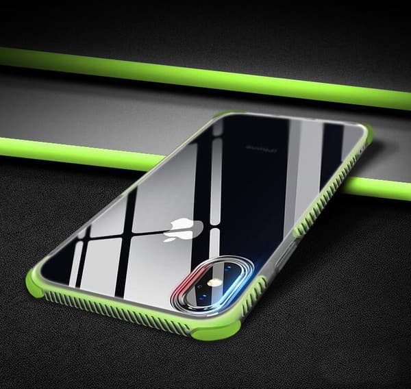 TPU skal för iPhone med färgade kanter iPhone X +2skärmskydd