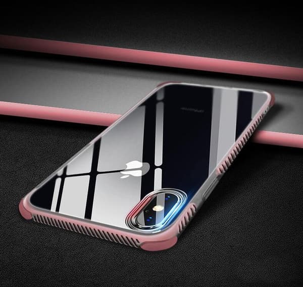 TPU skal för iPhone med färgade kanter iPhone X +2skärmskydd