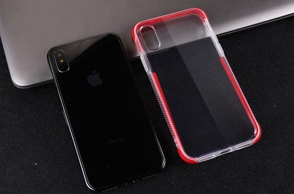 TPU skal för iPhone med färgade kanter iPhone X +2skärmskydd