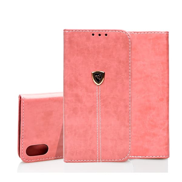 Lyxigt Läderfodral för iPhone X/XS Rosa