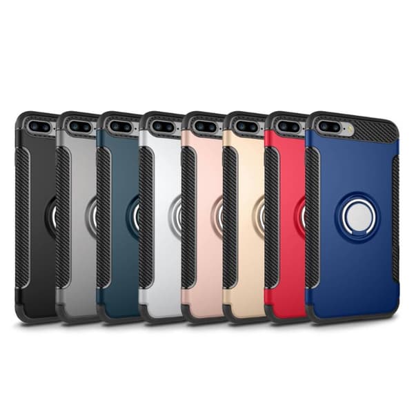 iPhone 8 Plus - Exklusivt Smart Hybridskal Ringholder(MAX SKYDD)