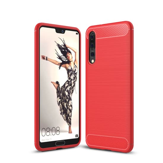 SKALO Huawei P20 Pro Armor Carbon Stöttåligt TPU-skal Röd