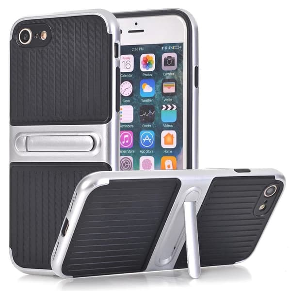 LEMAN Skyddsskal med Ställfunktion för iPhone 8 Silver Silver