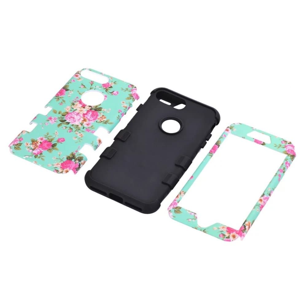 iPhone 7 - Elegant Praktiskt Fodral Blommigt Mönster