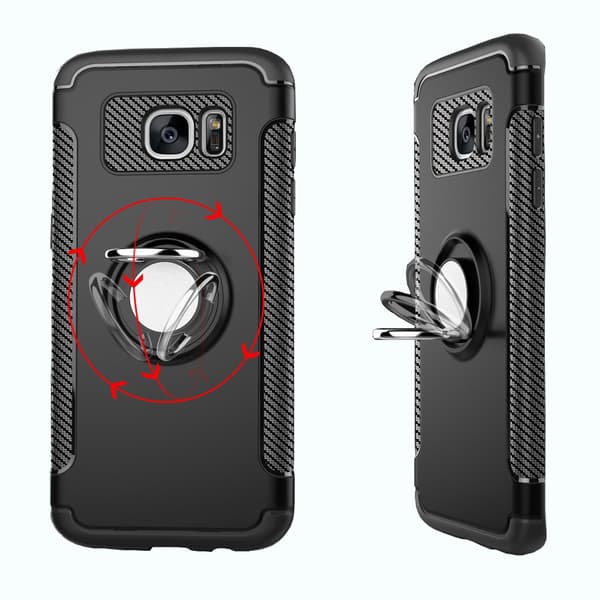 Skal med Ringhållare i Karbondesign till Samsung Galaxy S7 Edge