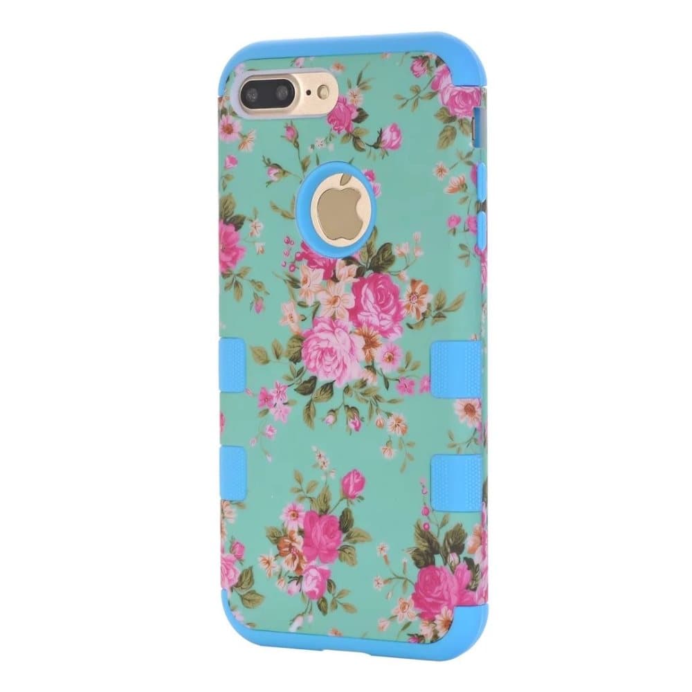 iPhone 7 - Elegant Stöttåligt Skal med Blommigt Mönster